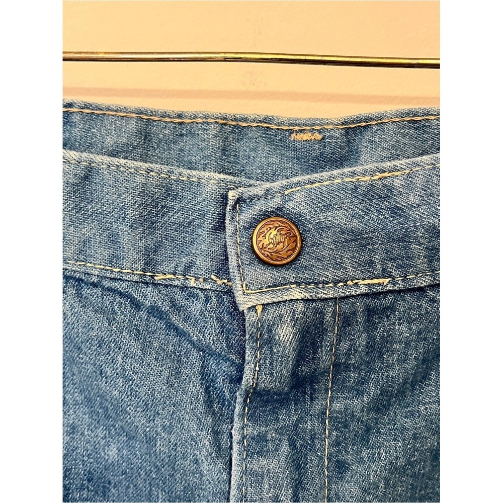 Vintage French Navy Denim Pleated Shorts Retro Blue 20W High Rise Made in USA - Picture 4 of 6